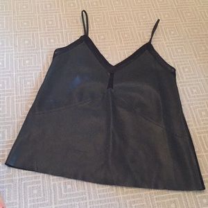 black leather zara tank top